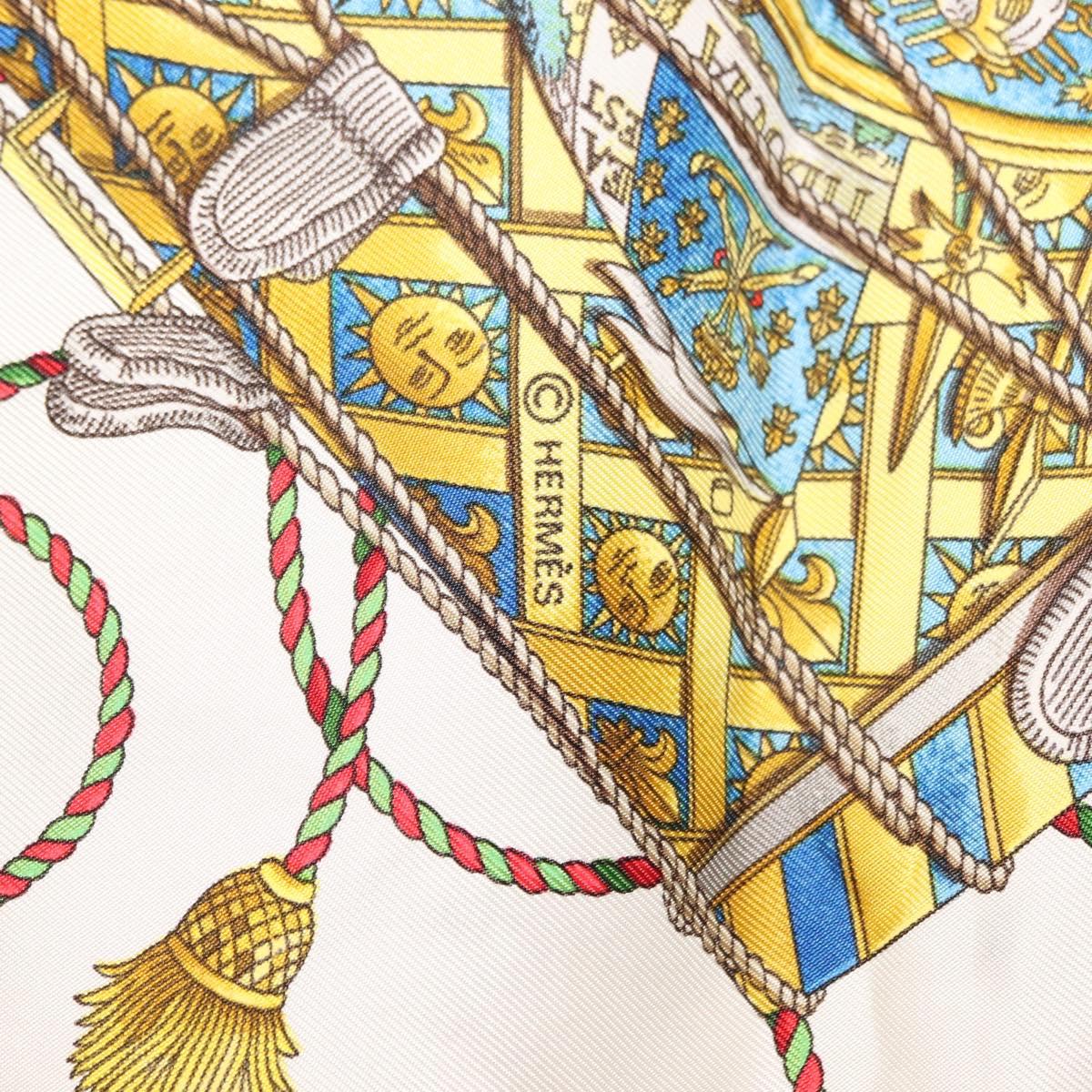 HERMES Carre 90 Scarf LES TAMBOURS Silk Red Auth ki6050