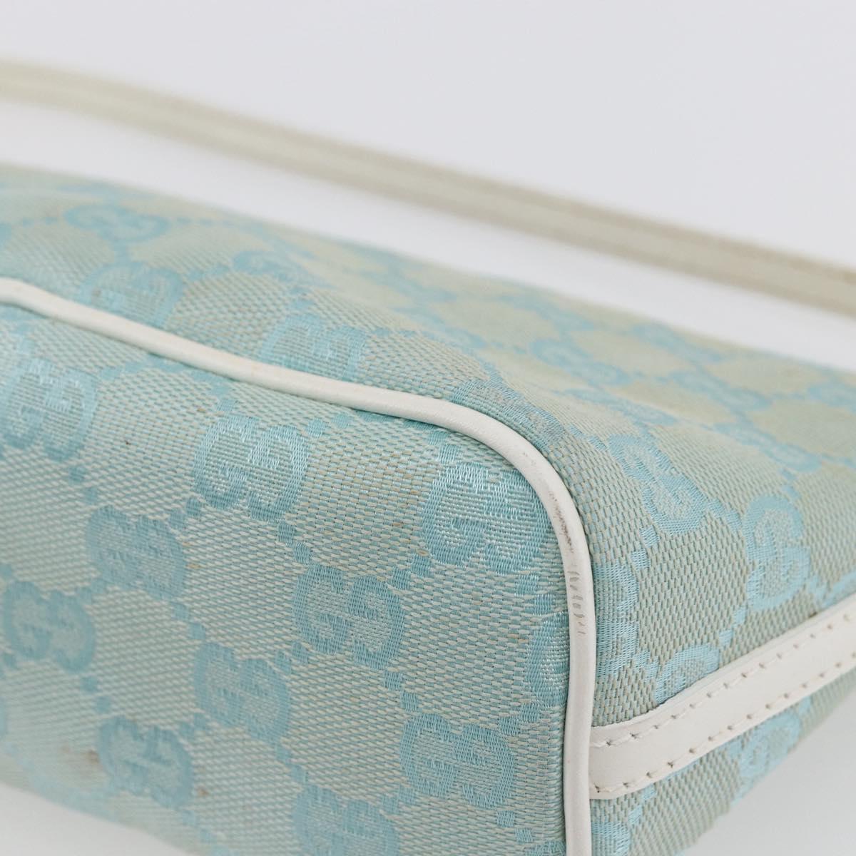 GUCCI GG Canvas Accessory Pouch Light Blue White Auth ki6051