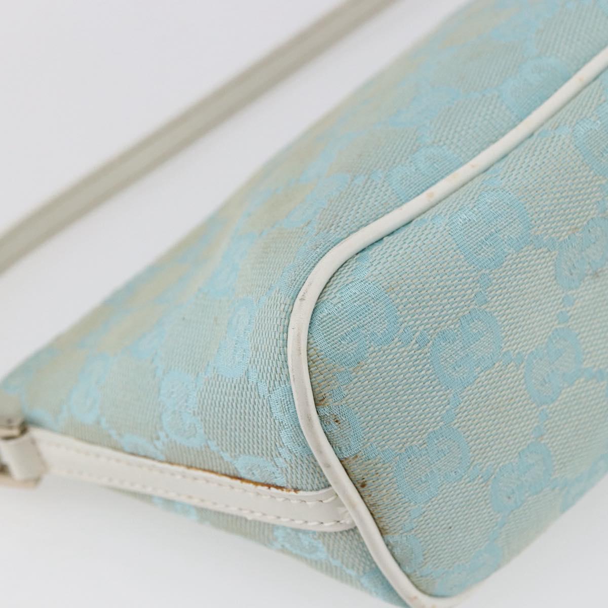 GUCCI GG Canvas Accessory Pouch Light Blue White Auth ki6051