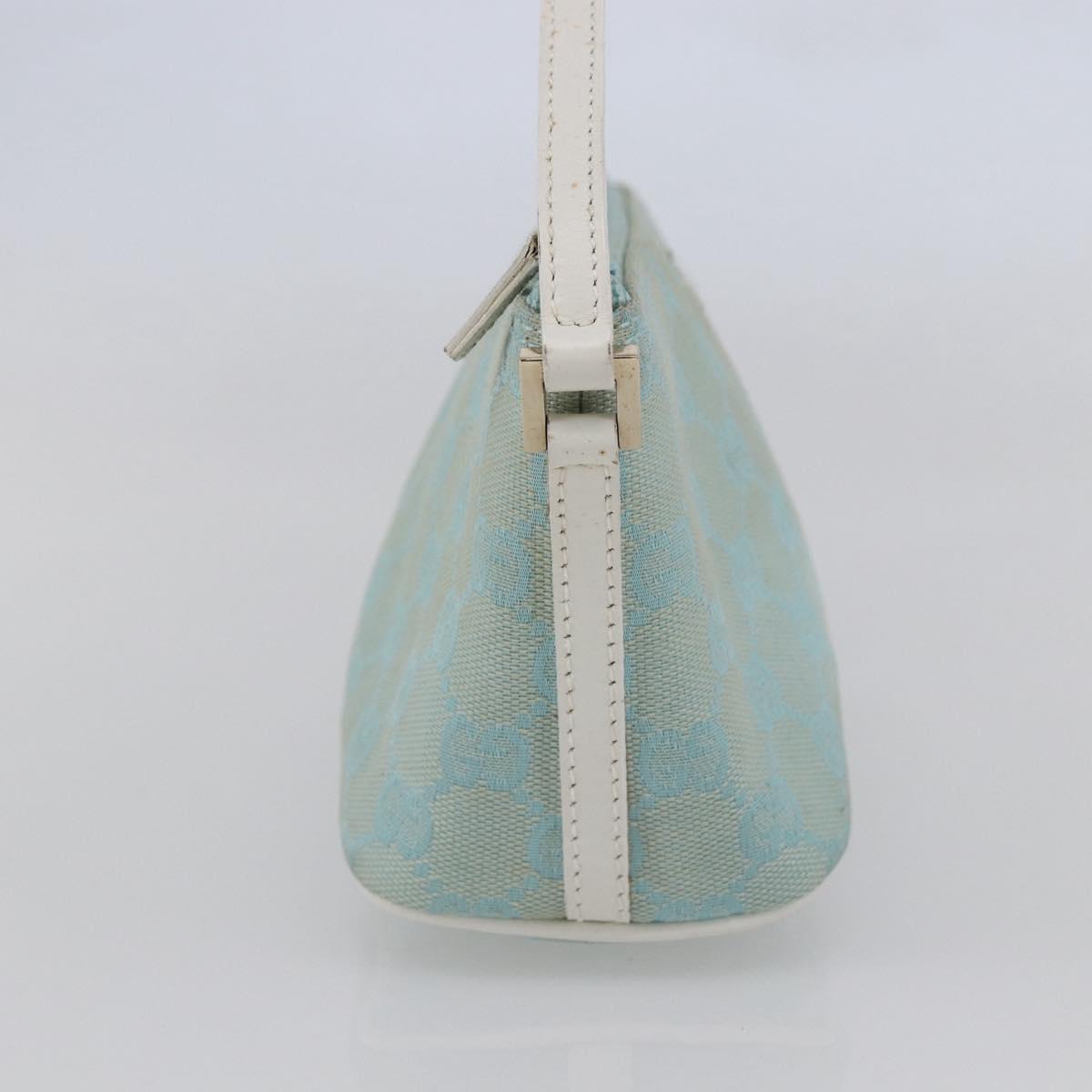 GUCCI GG Canvas Accessory Pouch Light Blue White Auth ki6051