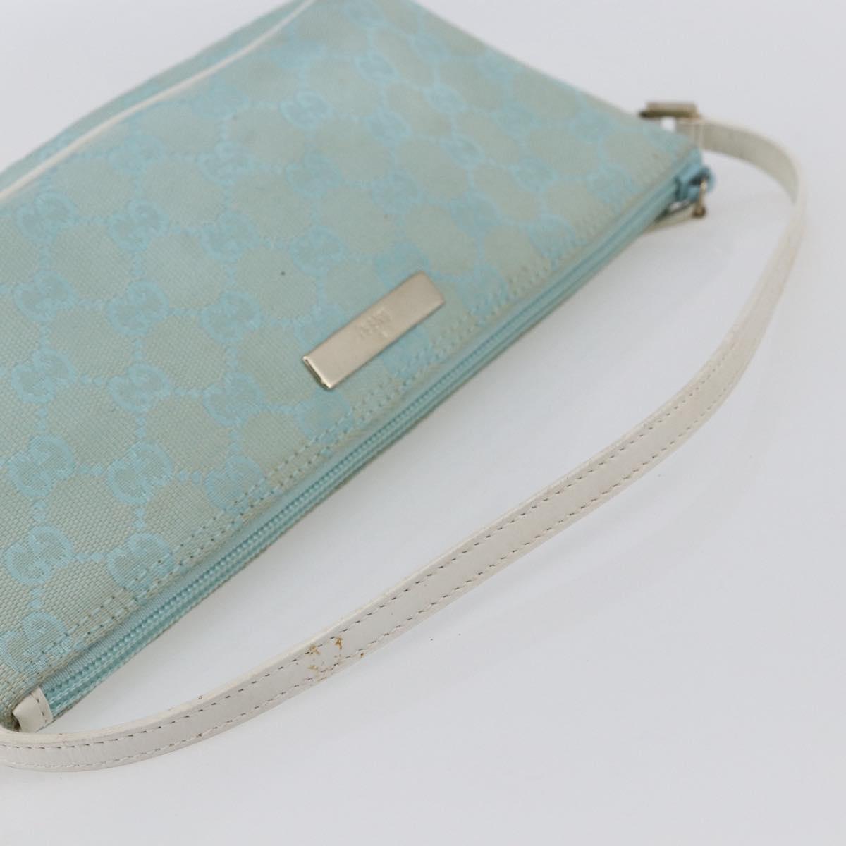 GUCCI GG Canvas Accessory Pouch Light Blue White Auth ki6051