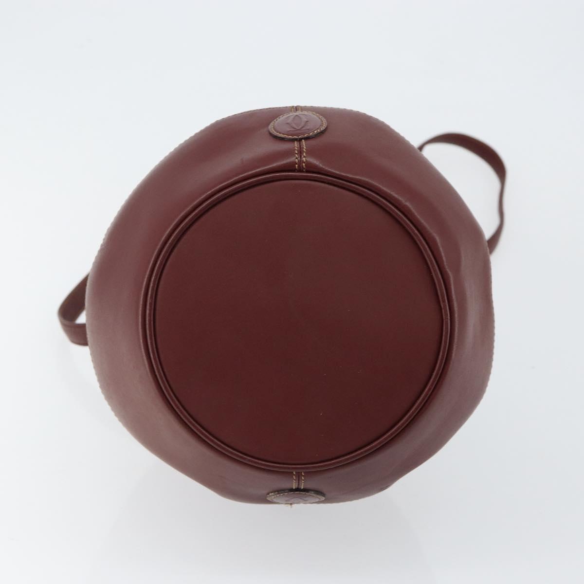 CARTIER Must Line Shoulder Bag Leather Bordeaux Auth ki6052