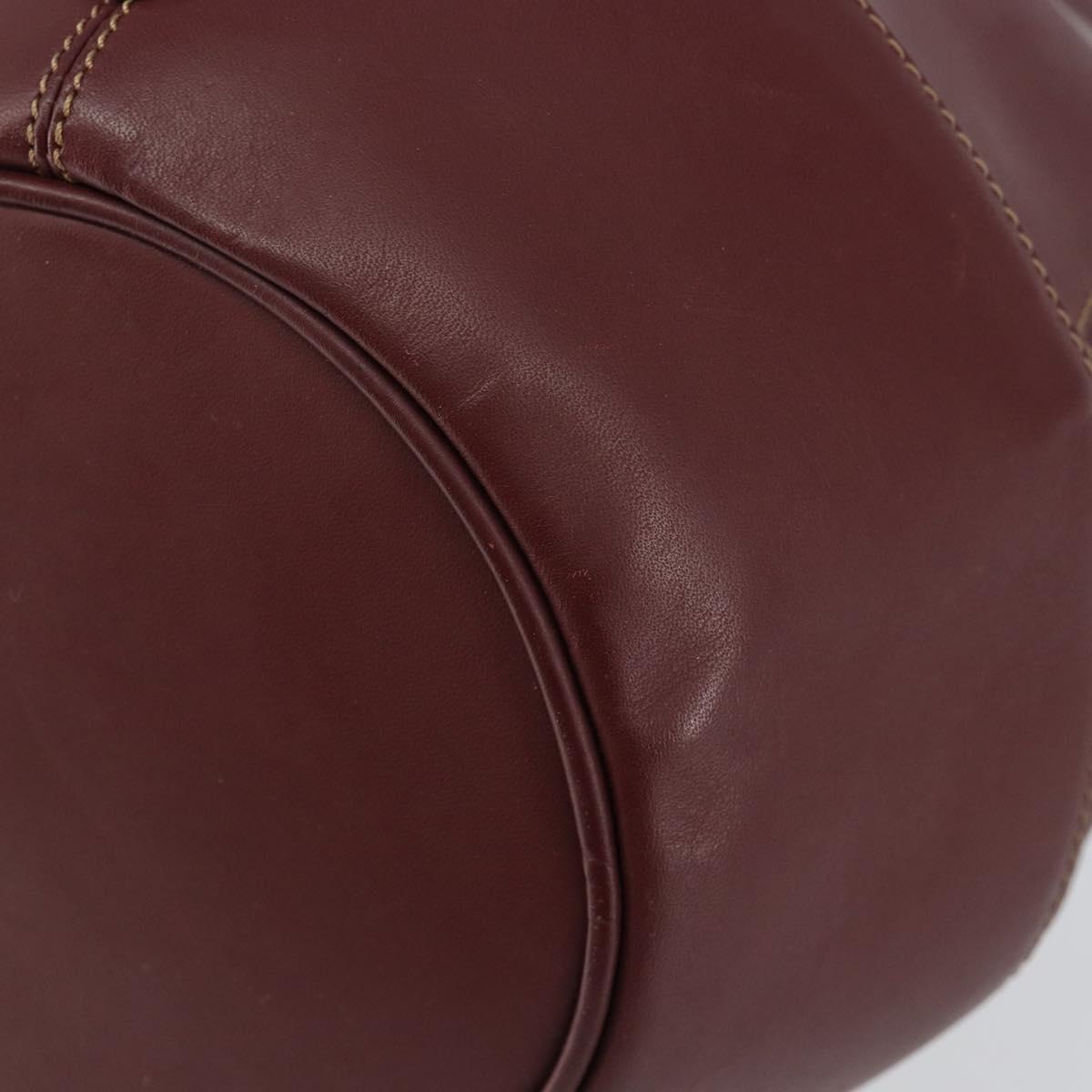 CARTIER Must Line Shoulder Bag Leather Bordeaux Auth ki6052