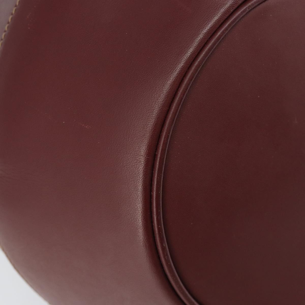 CARTIER Must Line Shoulder Bag Leather Bordeaux Auth ki6052