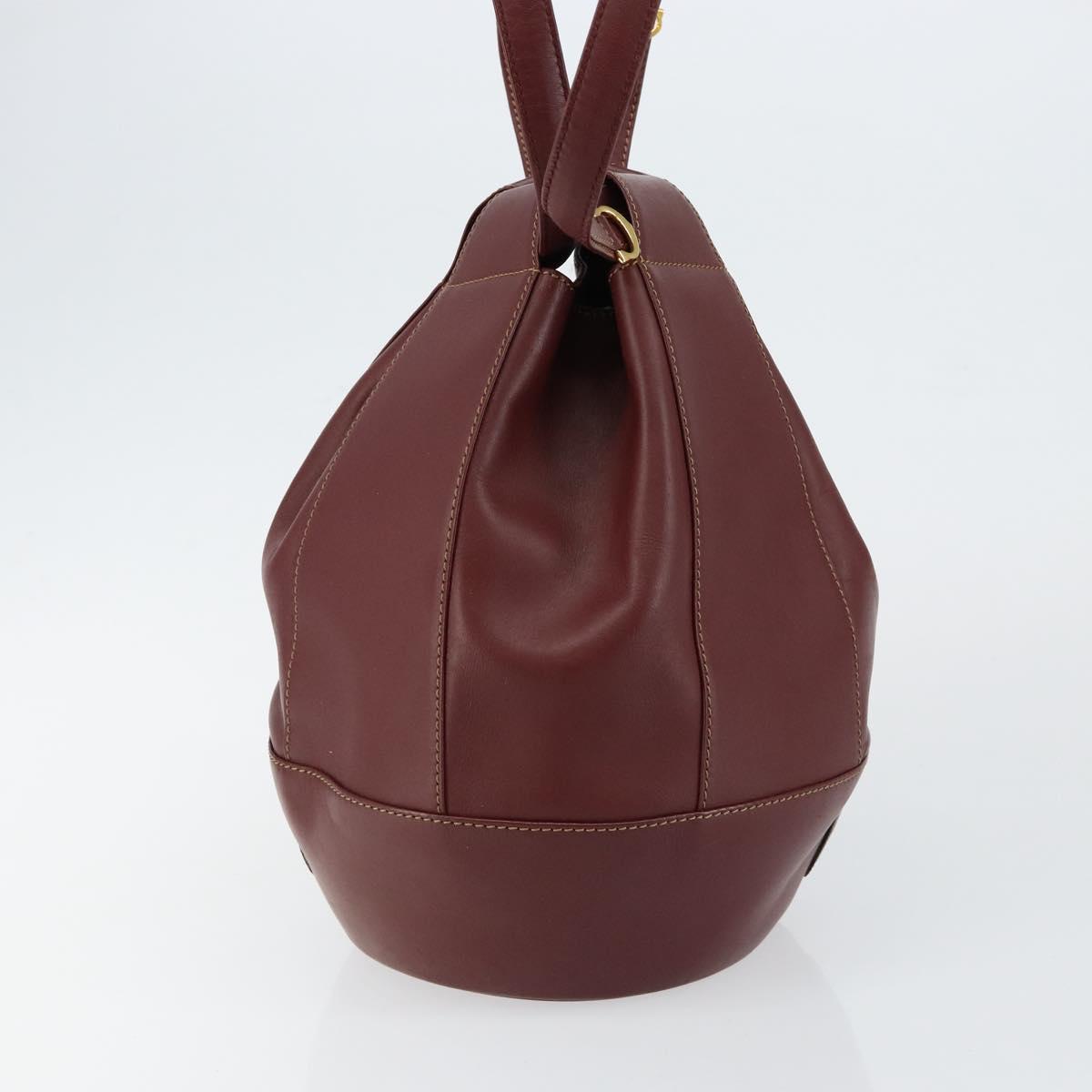 CARTIER Must Line Shoulder Bag Leather Bordeaux Auth ki6052