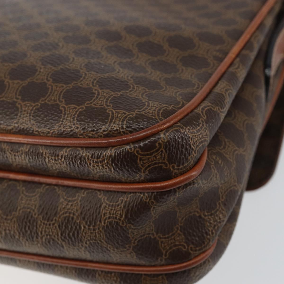 CELINE Macadam Canvas Shoulder Bag PVC Leather Brown Auth ki6056