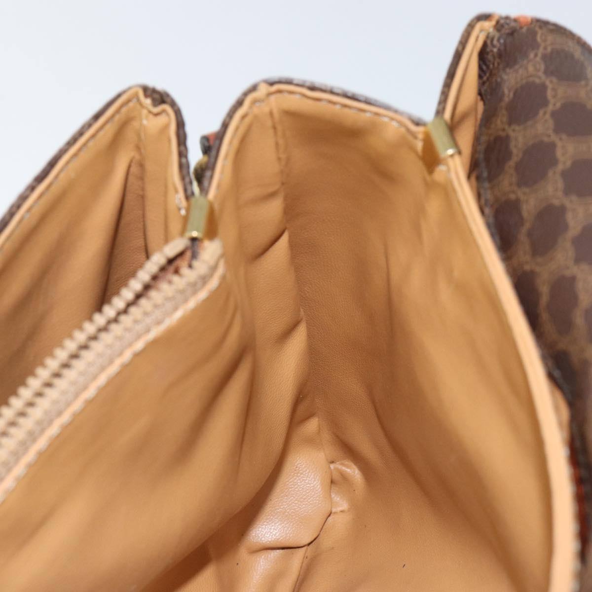 CELINE Macadam Canvas Shoulder Bag PVC Leather Brown Auth ki6056