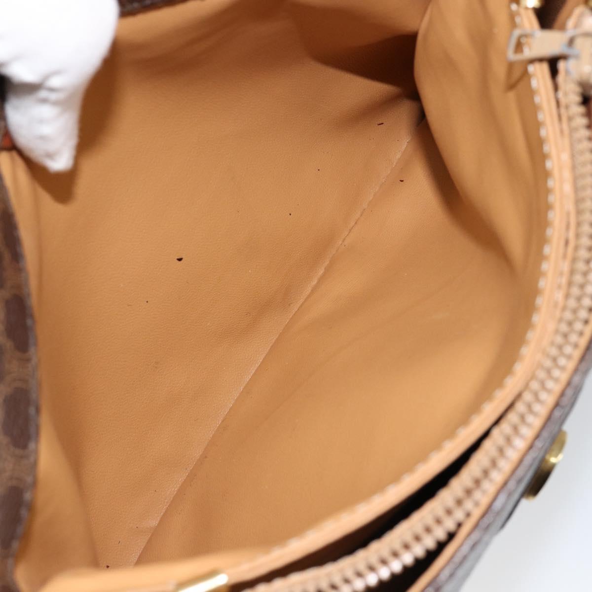 CELINE Macadam Canvas Shoulder Bag PVC Leather Brown Auth ki6056