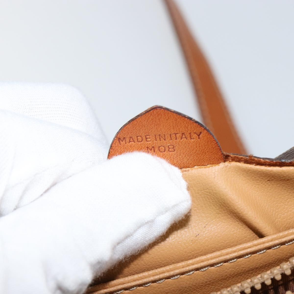 CELINE Macadam Canvas Shoulder Bag PVC Leather Brown Auth ki6056