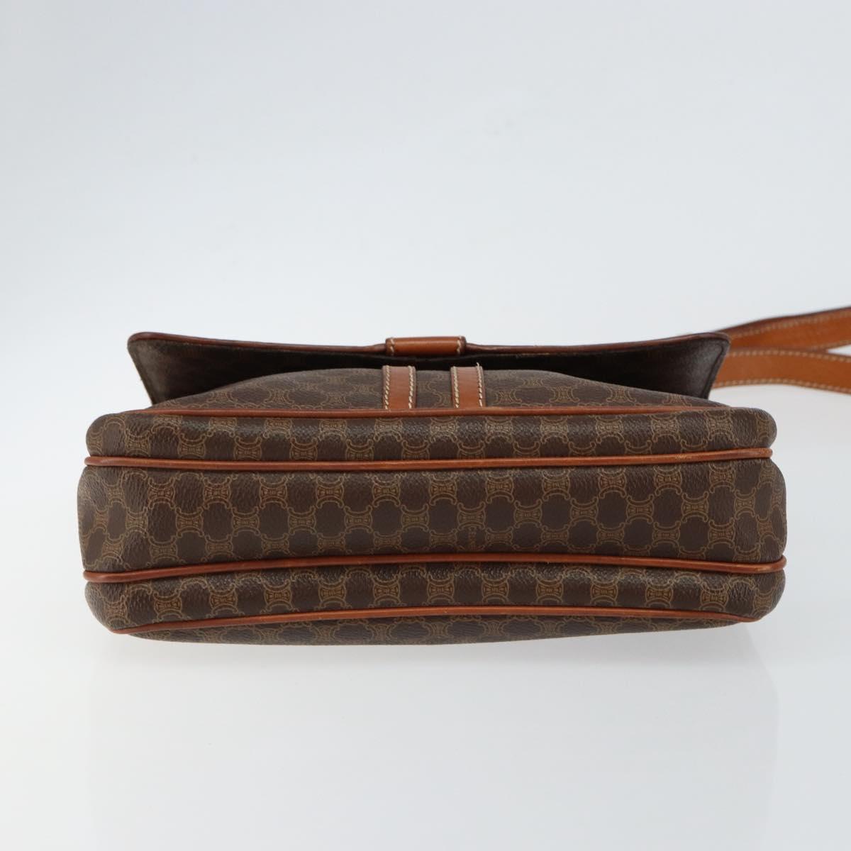 CELINE Macadam Canvas Shoulder Bag PVC Leather Brown Auth ki6056