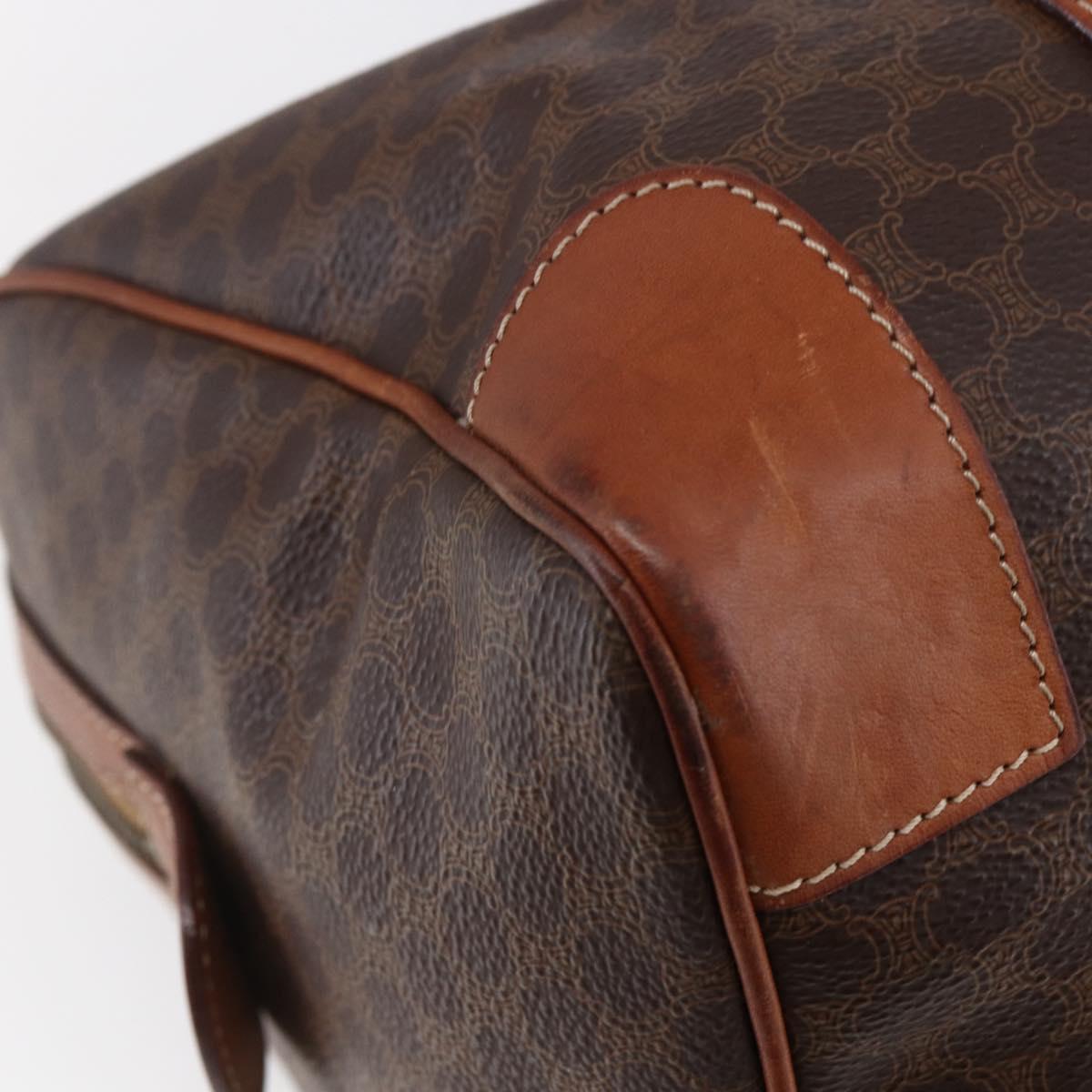 CELINE Macadam Canvas Mini Boston Bag PVC Leather Brown Auth ki6058