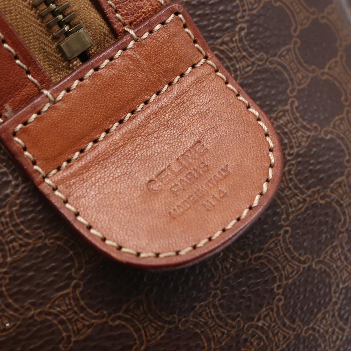 CELINE Macadam Canvas Mini Boston Bag PVC Leather Brown Auth ki6058