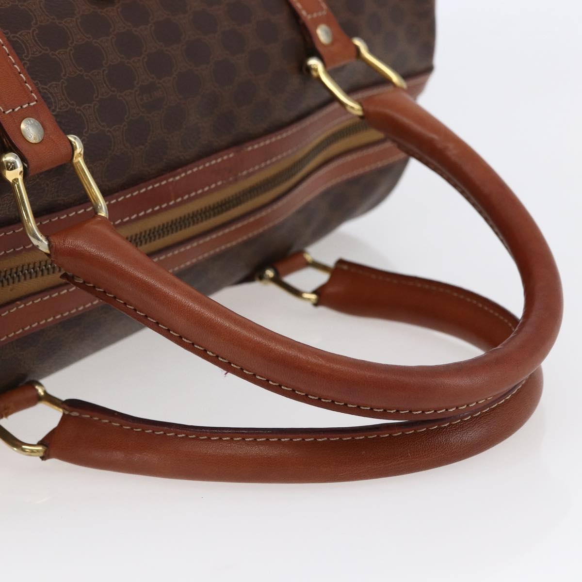 CELINE Macadam Canvas Mini Boston Bag PVC Leather Brown Auth ki6058