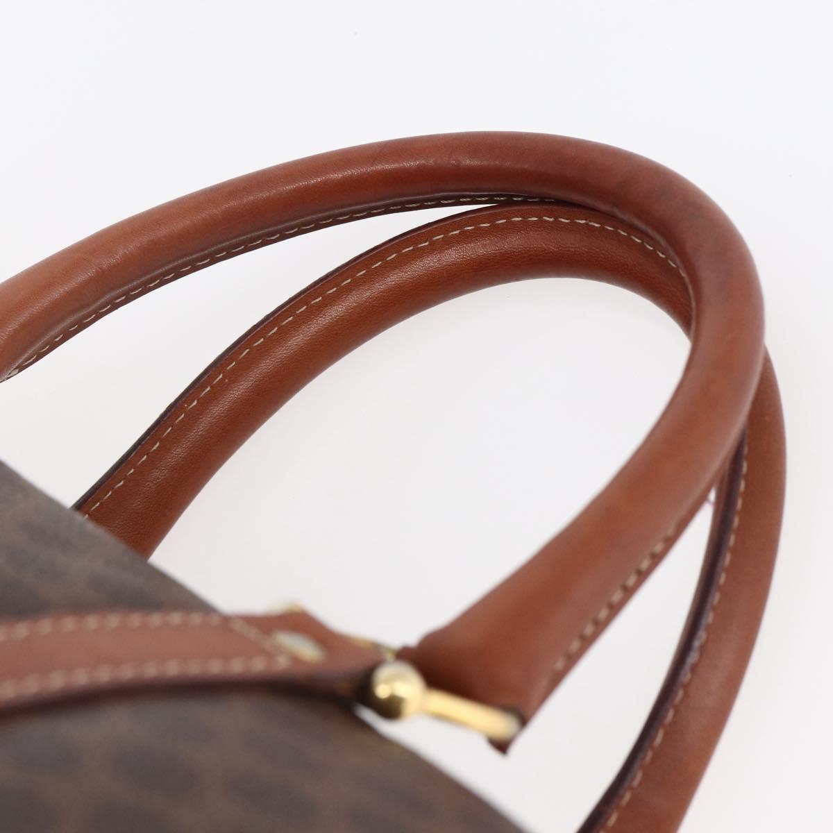 CELINE Macadam Canvas Mini Boston Bag PVC Leather Brown Auth ki6058