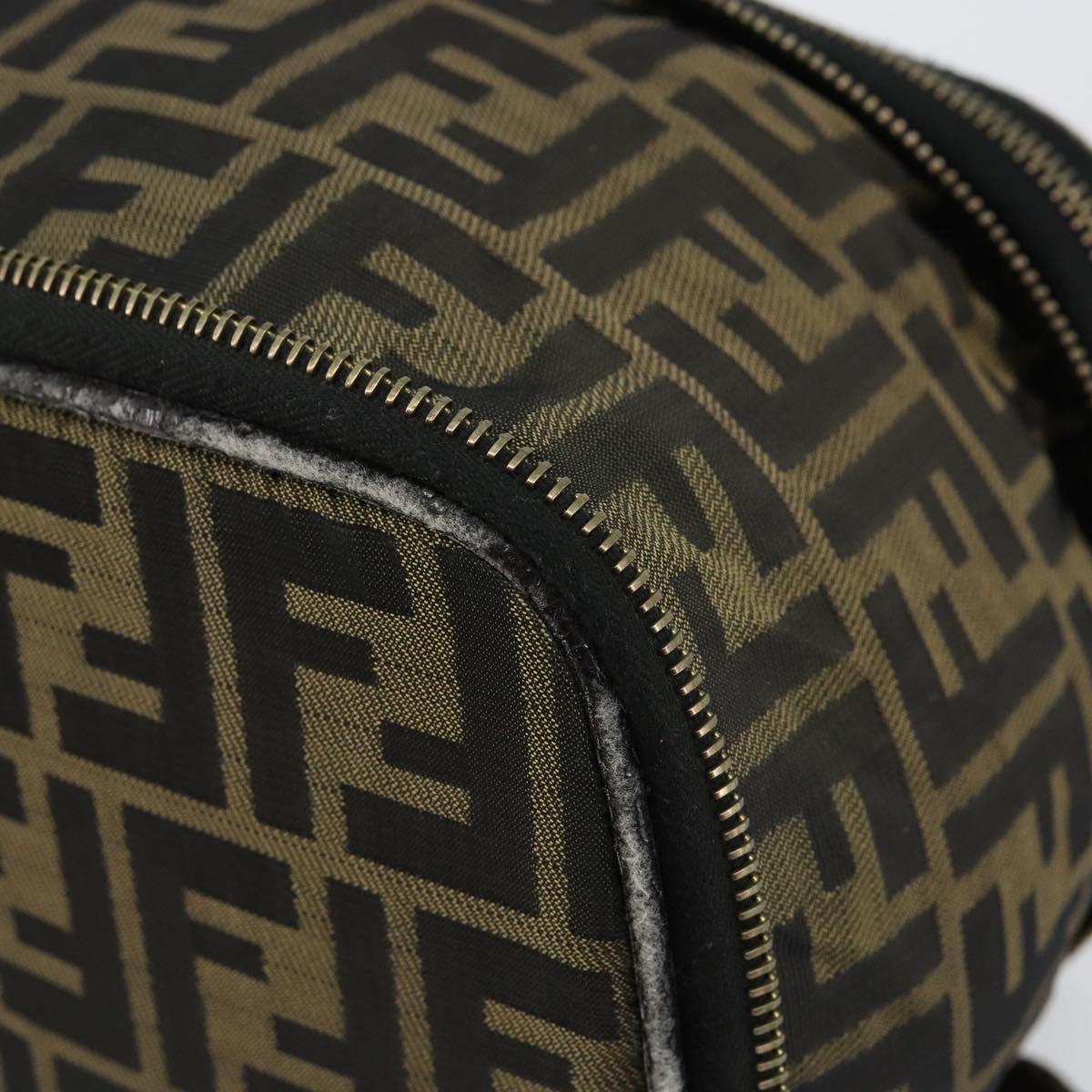 FENDI Zucca Canvas Vanity Hand Bag Brown Black Auth ki6064