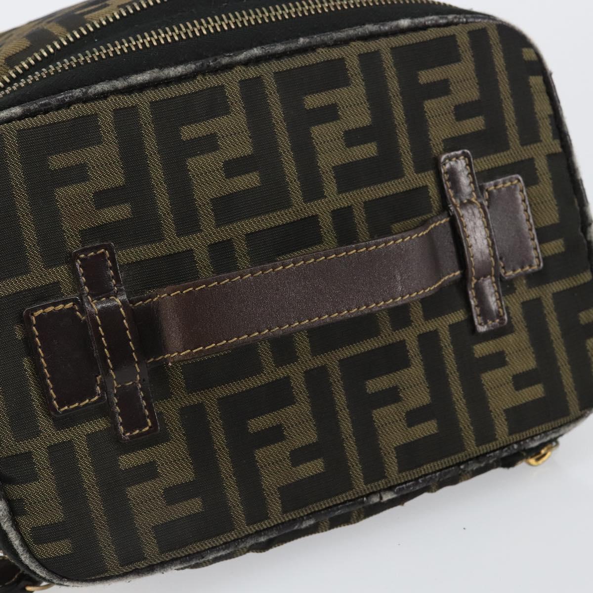 FENDI Zucca Canvas Vanity Hand Bag Brown Black Auth ki6064