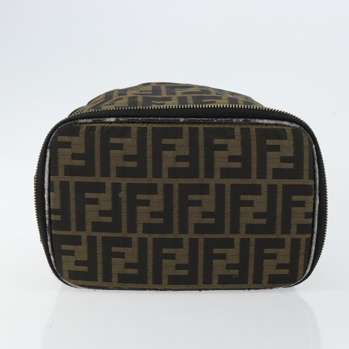 FENDI Zucca Canvas Vanity Hand Bag Brown Black Auth ki6064