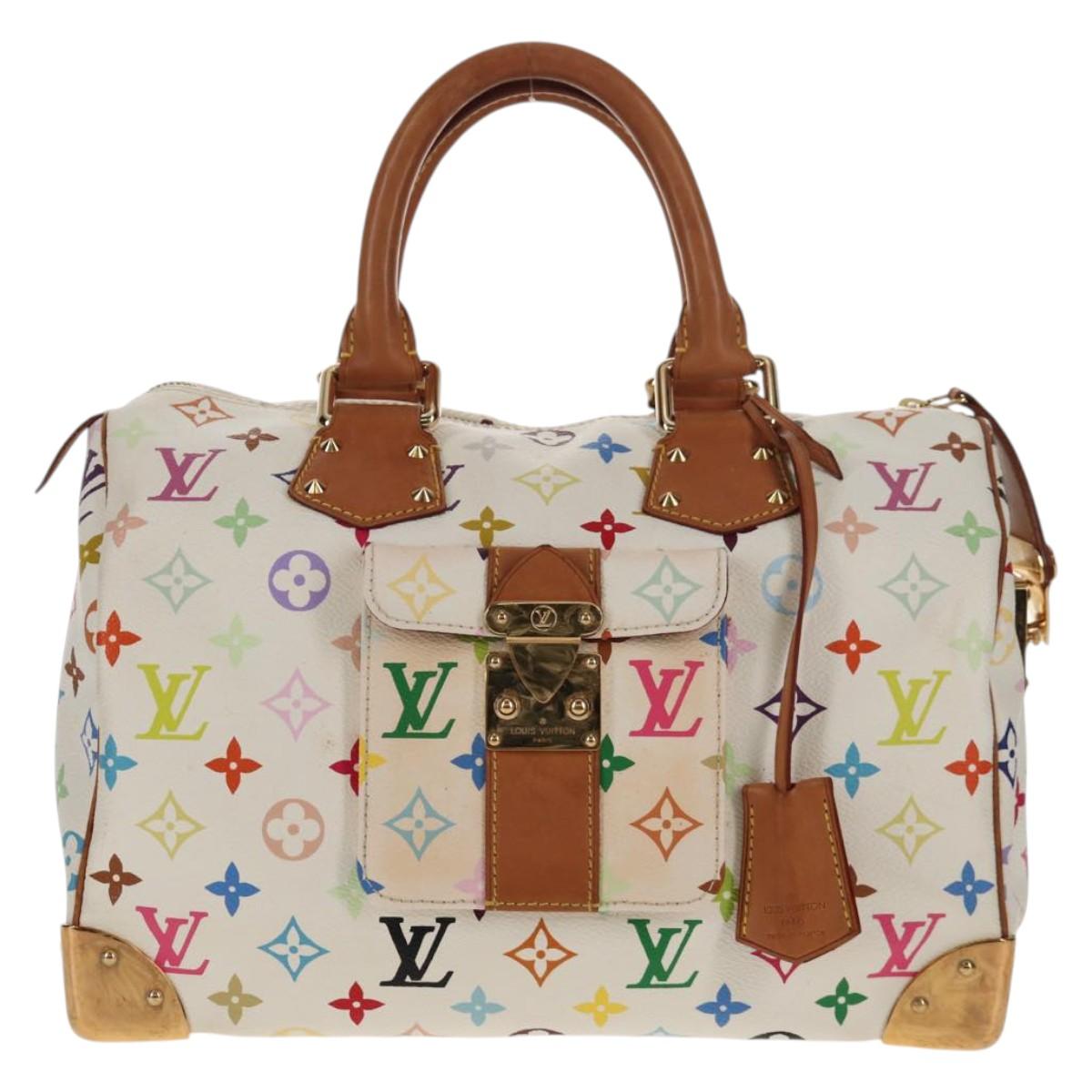 LOUIS VUITTON Monogram Multicolor Speedy 30 Hand Bag White M92643 LV Auth ki6066