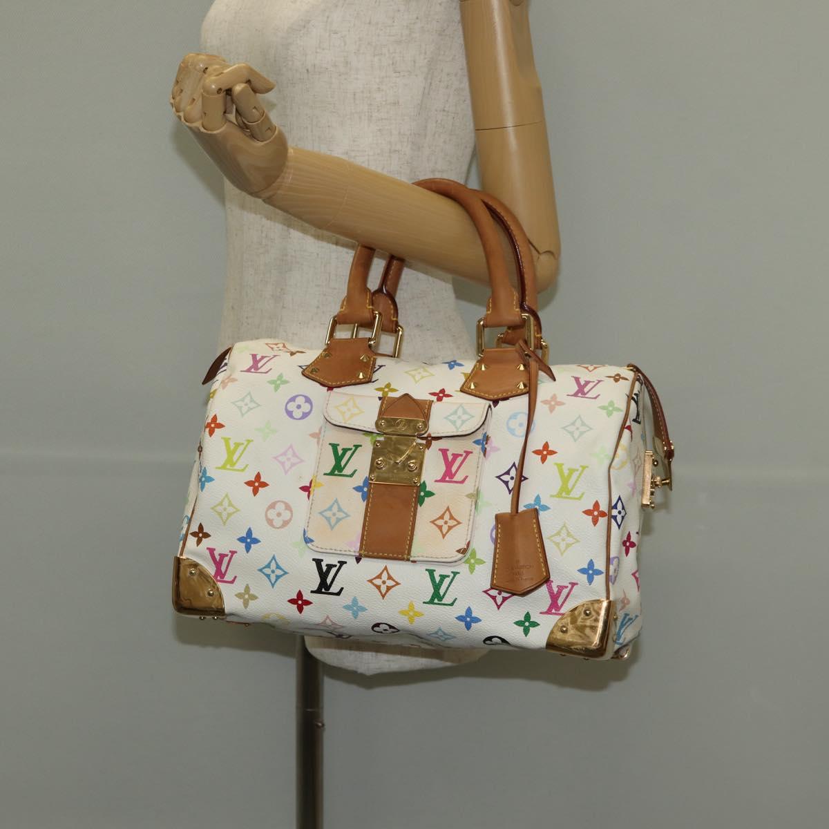 LOUIS VUITTON Monogram Multicolor Speedy 30 Hand Bag White M92643 LV Auth ki6066