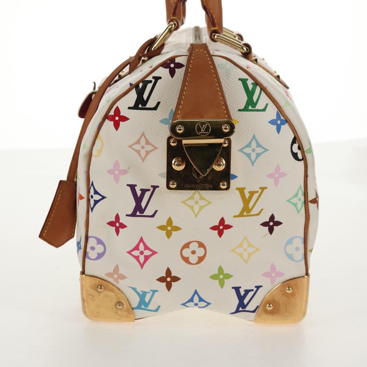 LOUIS VUITTON Monogram Multicolor Speedy 30 Hand Bag White M92643 LV Auth ki6066