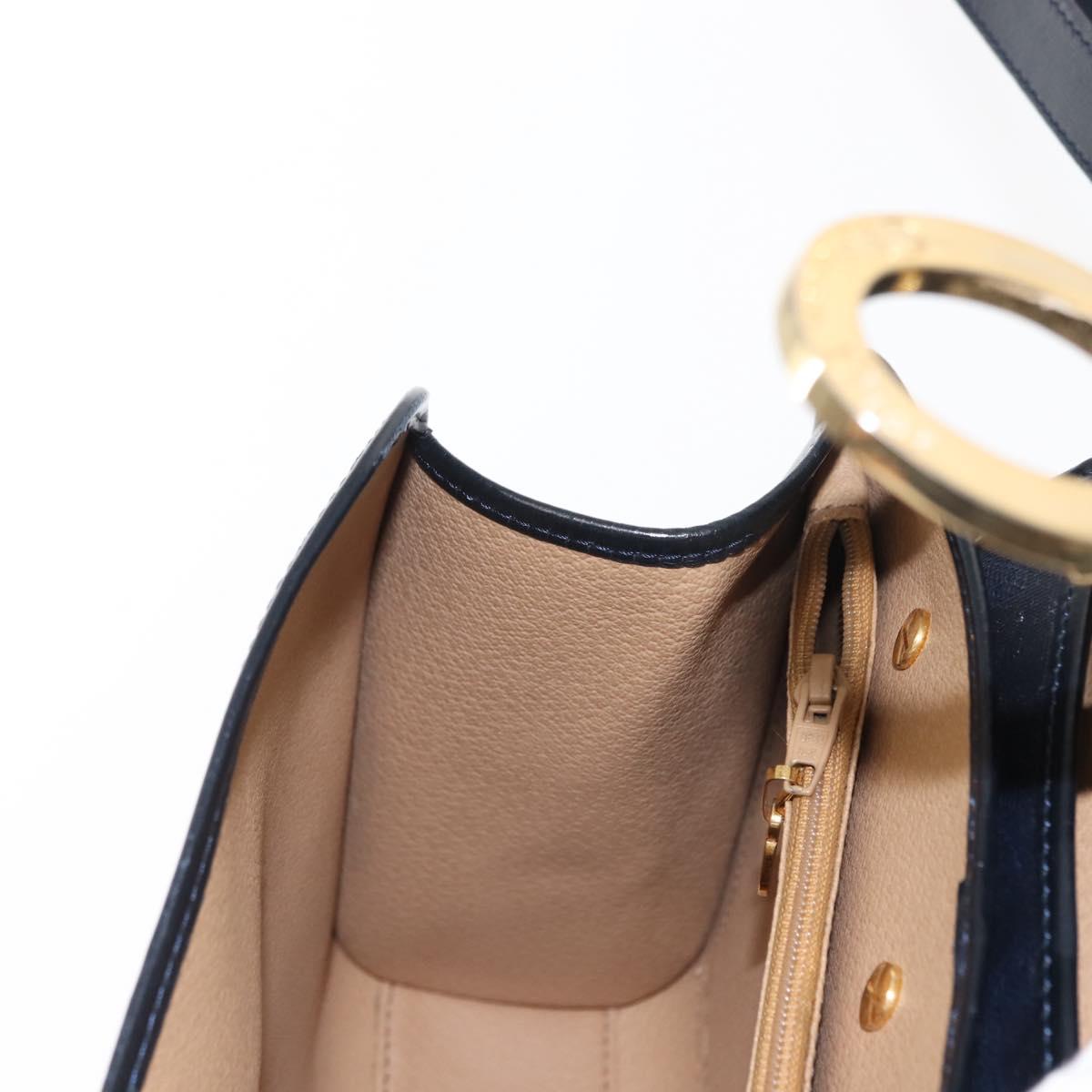 Christian Dior Trotter Canvas Shoulder Bag PVC Leather Navy Auth ki6068