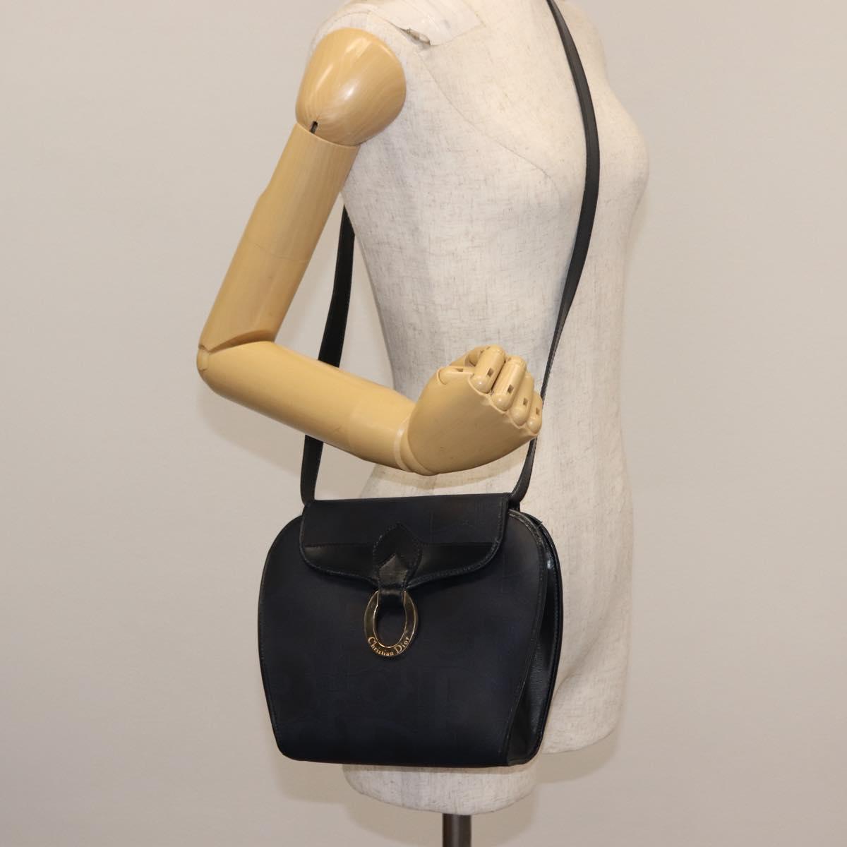 Christian Dior Trotter Canvas Shoulder Bag PVC Leather Navy Auth ki6068