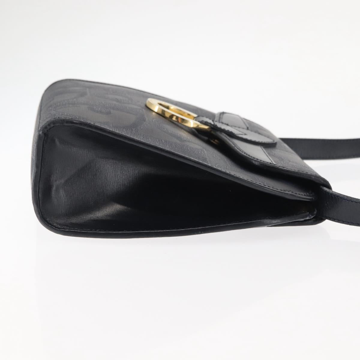 Christian Dior Trotter Canvas Shoulder Bag PVC Leather Navy Auth ki6068