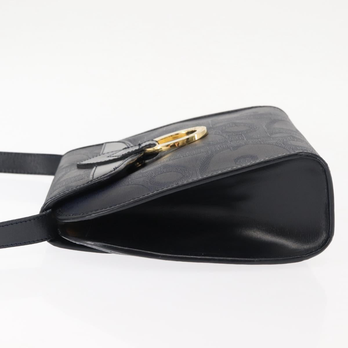 Christian Dior Trotter Canvas Shoulder Bag PVC Leather Navy Auth ki6068