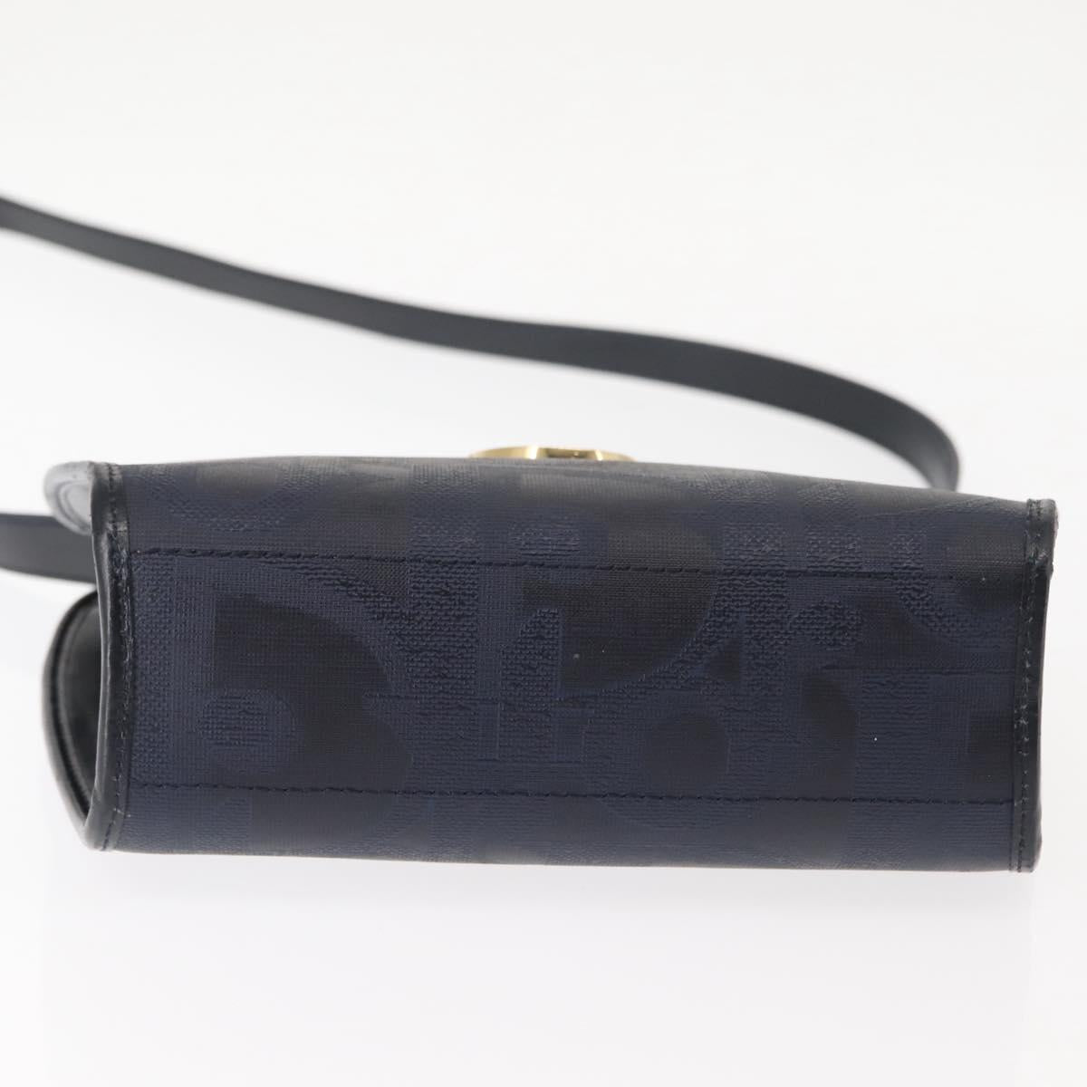 Christian Dior Trotter Canvas Shoulder Bag PVC Leather Navy Auth ki6068