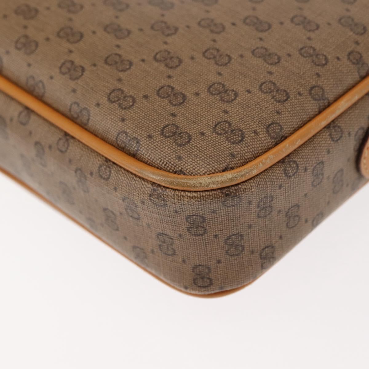 GUCCI Micro GG Canvas Shoulder Bag PVC Leather Beige Auth ki6069