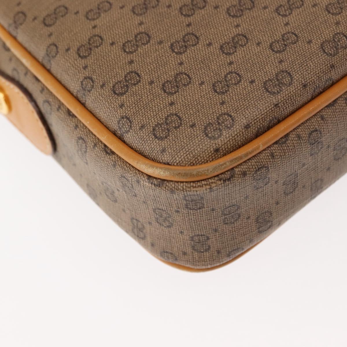 GUCCI Micro GG Canvas Shoulder Bag PVC Leather Beige Auth ki6069
