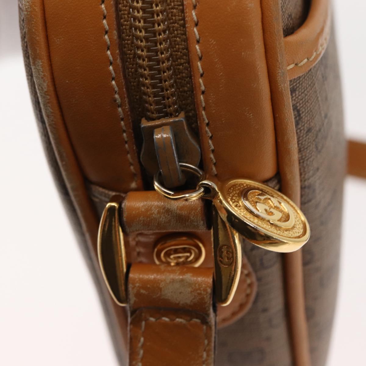 GUCCI Micro GG Canvas Shoulder Bag PVC Leather Beige Auth ki6069