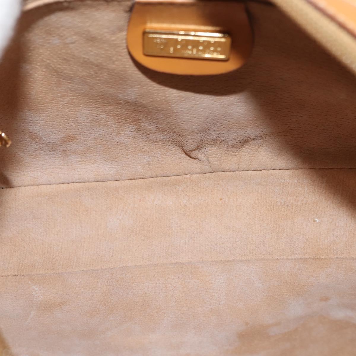 GUCCI Micro GG Canvas Shoulder Bag PVC Leather Beige Auth ki6069