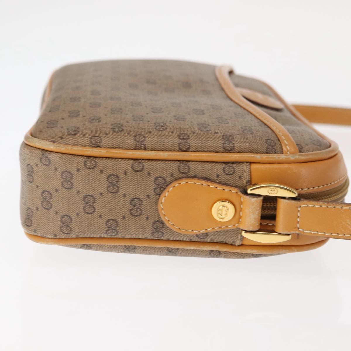 GUCCI Micro GG Canvas Shoulder Bag PVC Leather Beige Auth ki6069