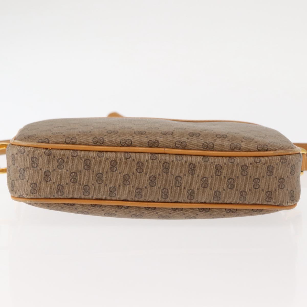 GUCCI Micro GG Canvas Shoulder Bag PVC Leather Beige Auth ki6069