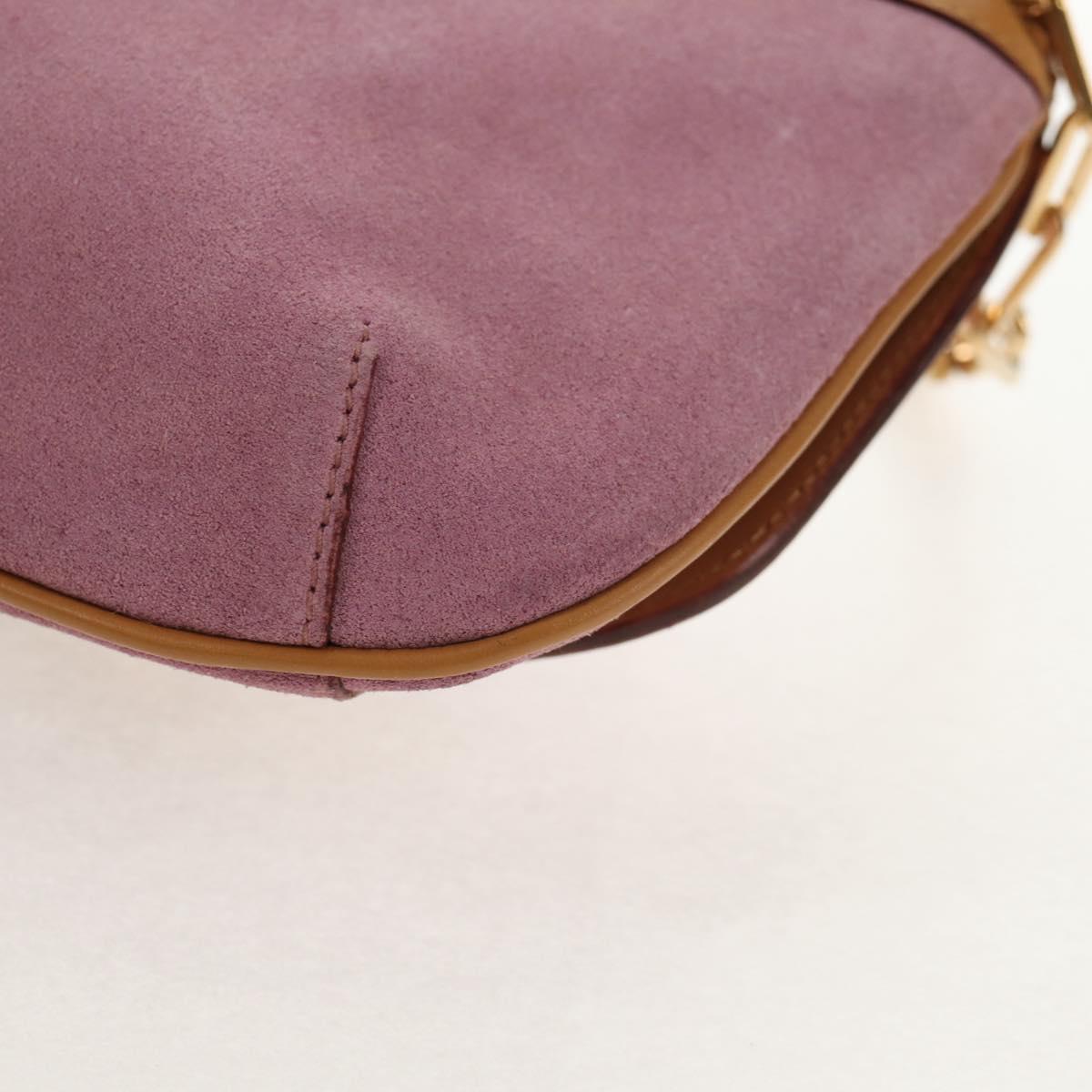 GUCCI Shoulder Bag Suede Leather Pink Beige Auth ki6070V