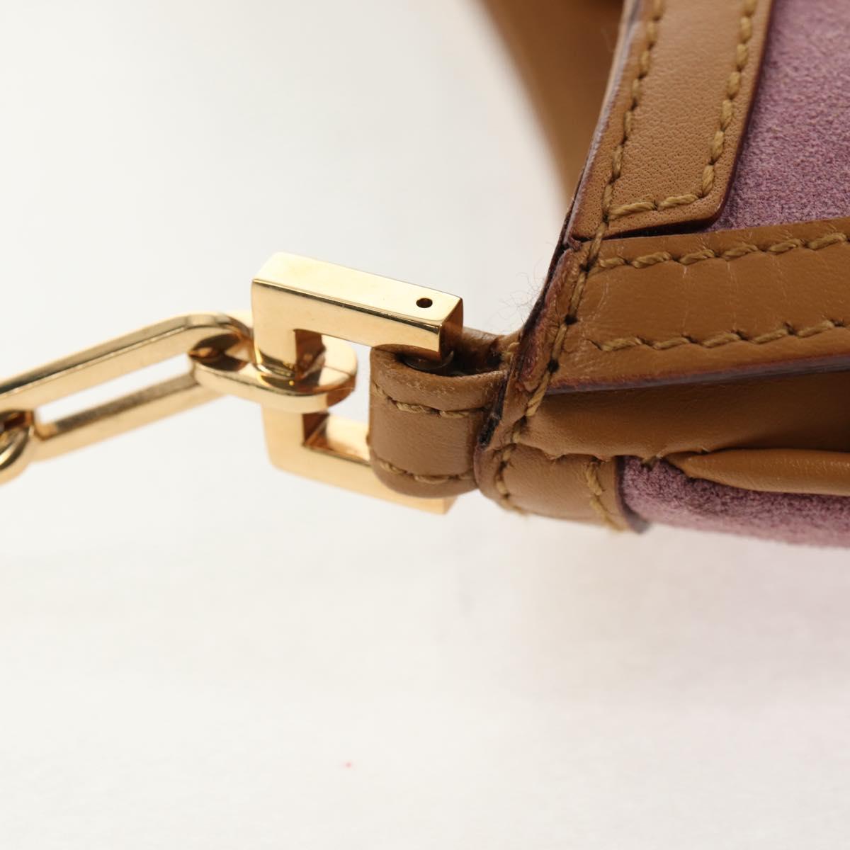 GUCCI Shoulder Bag Suede Leather Pink Beige Auth ki6070V