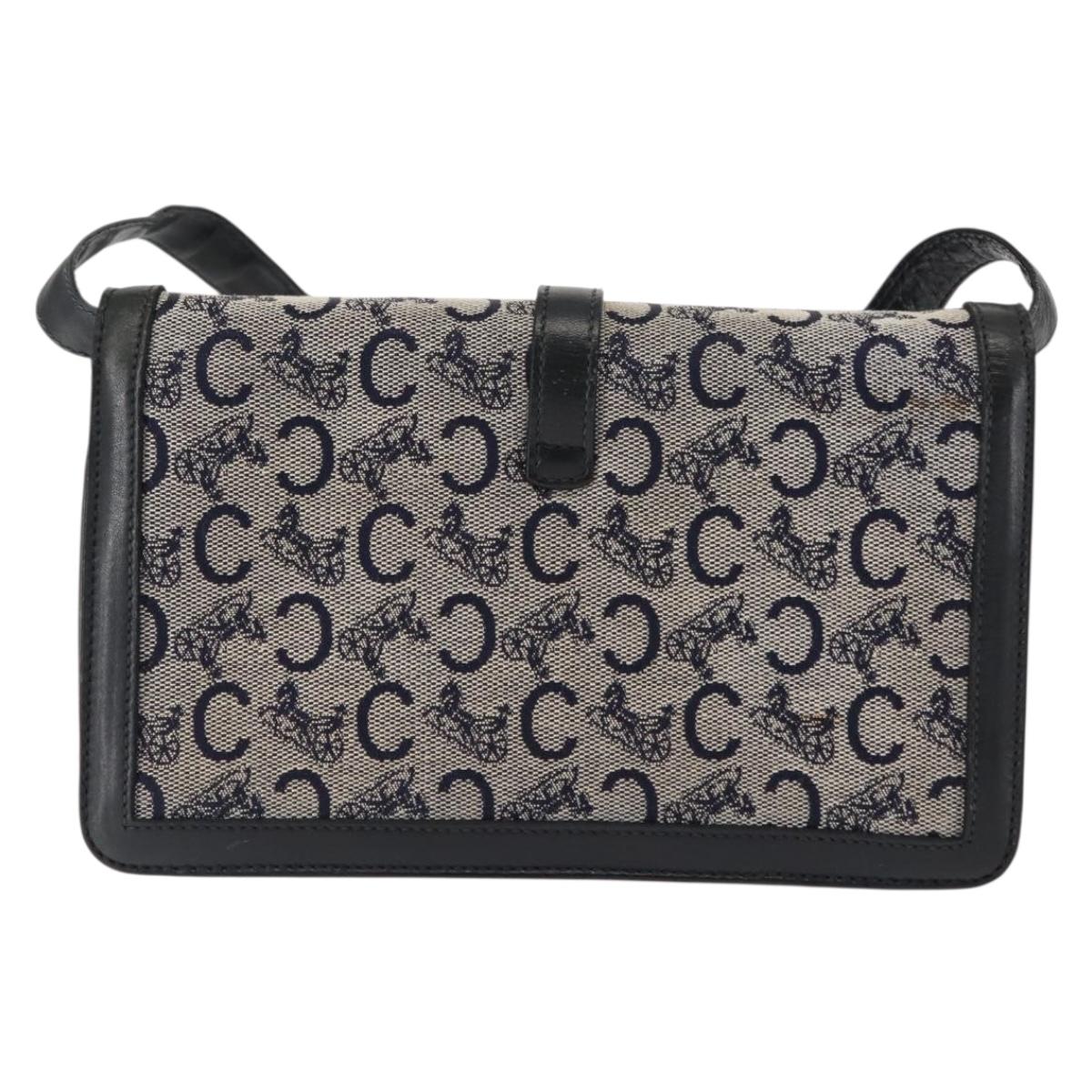 CELINE C Macadam Canvas Shoulder Bag Navy Auth ki6071