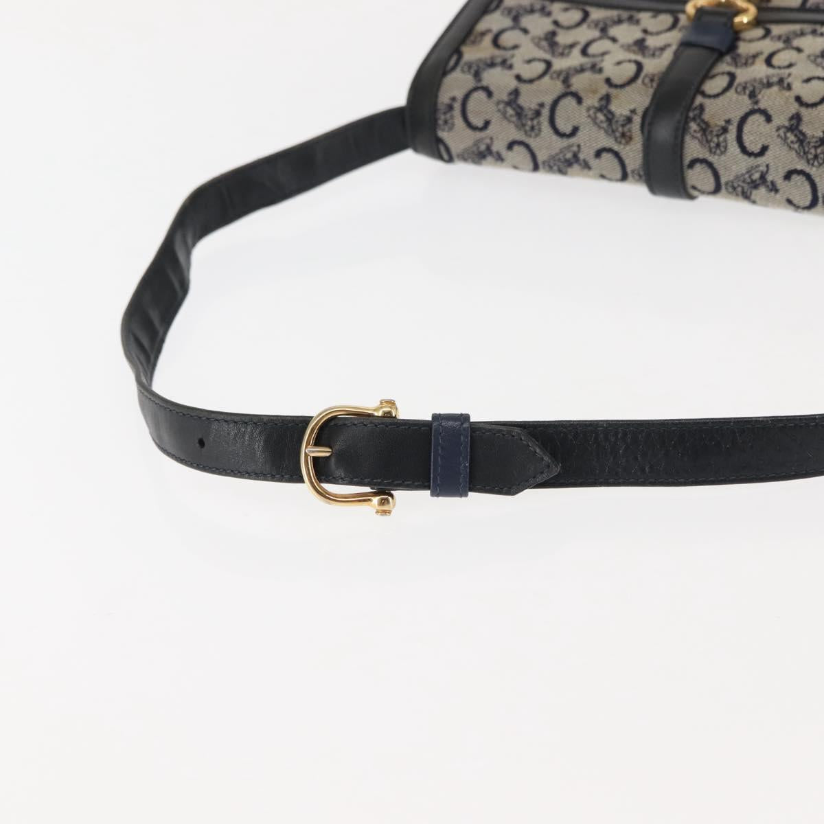 CELINE C Macadam Canvas Shoulder Bag Navy Auth ki6071