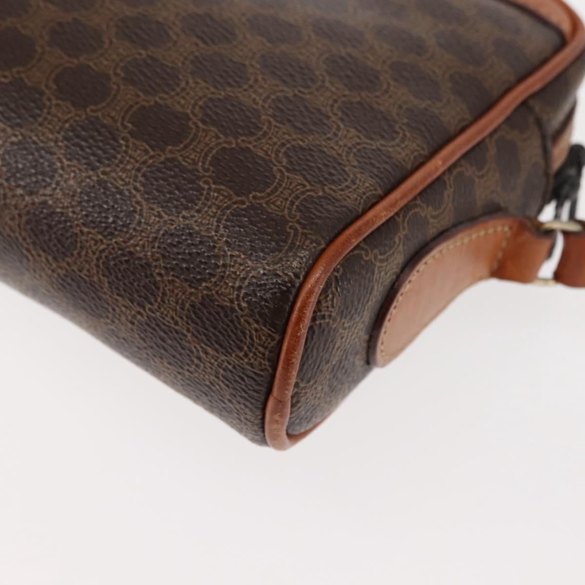 CELINE Macadam Canvas Shoulder Bag PVC Leather Brown Auth ki6072