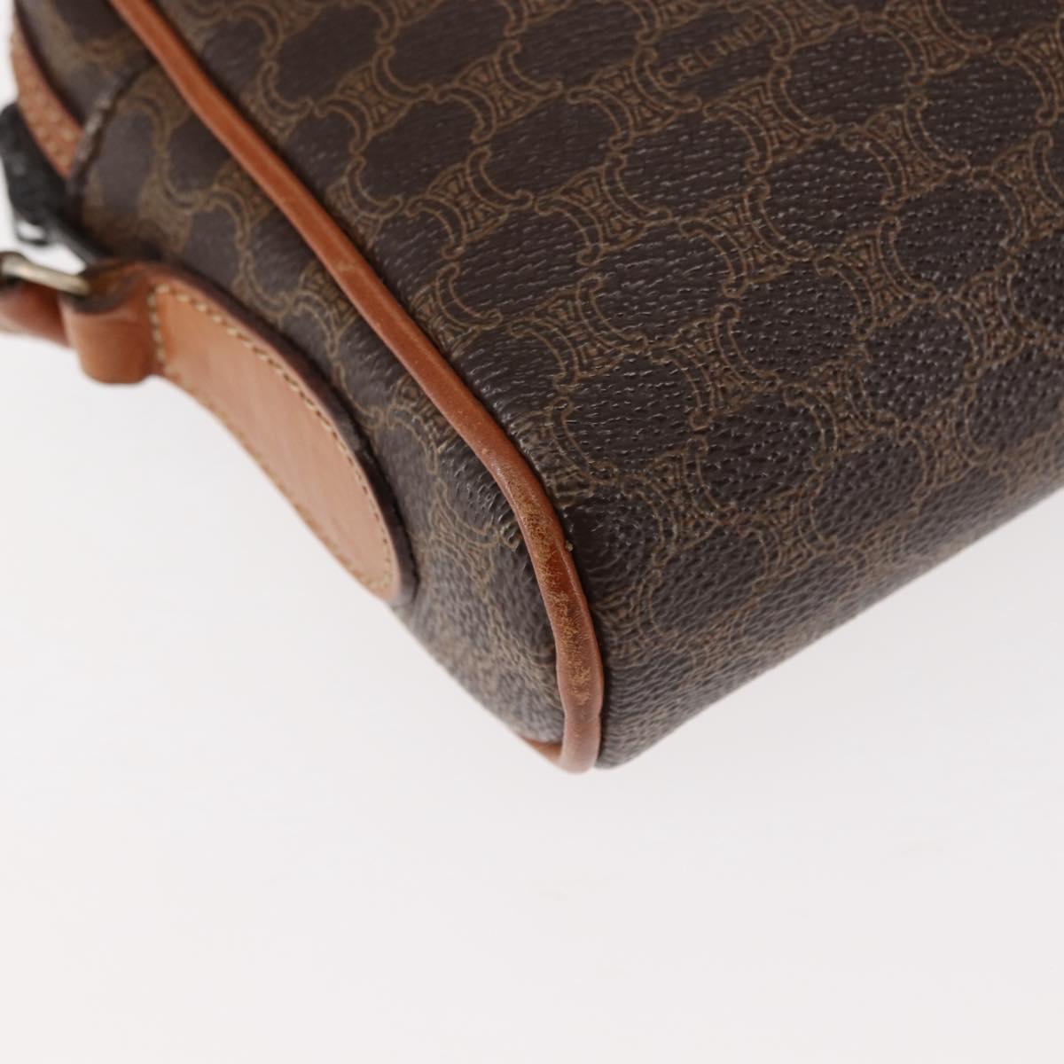 CELINE Macadam Canvas Shoulder Bag PVC Leather Brown Auth ki6072