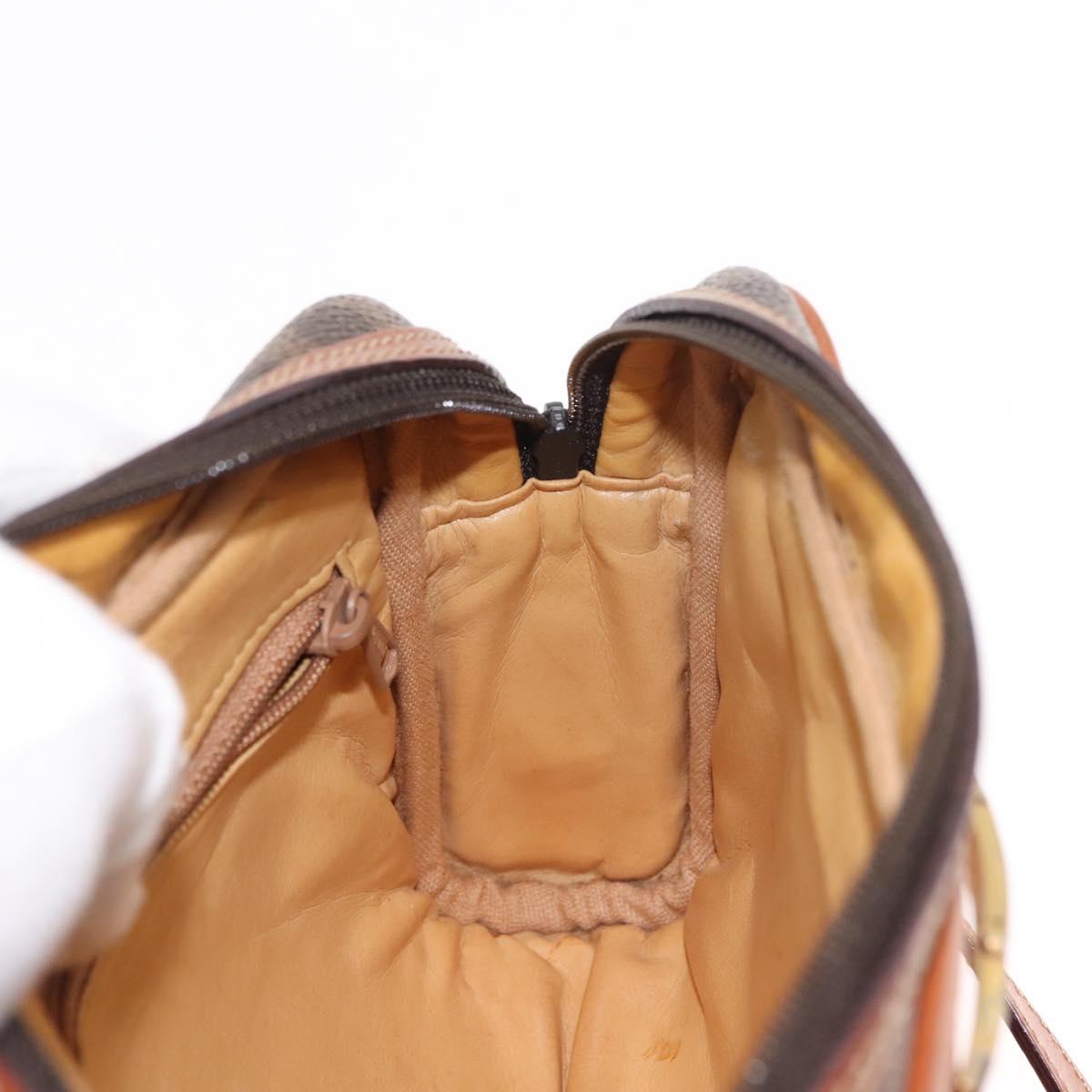 CELINE Macadam Canvas Shoulder Bag PVC Leather Brown Auth ki6072