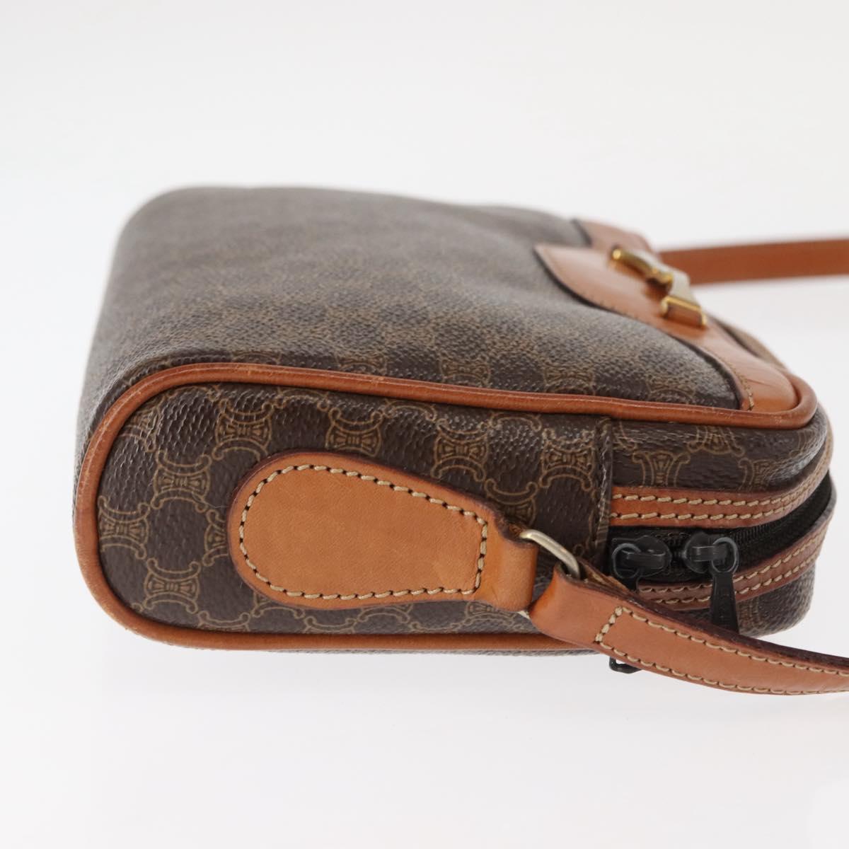 CELINE Macadam Canvas Shoulder Bag PVC Leather Brown Auth ki6072