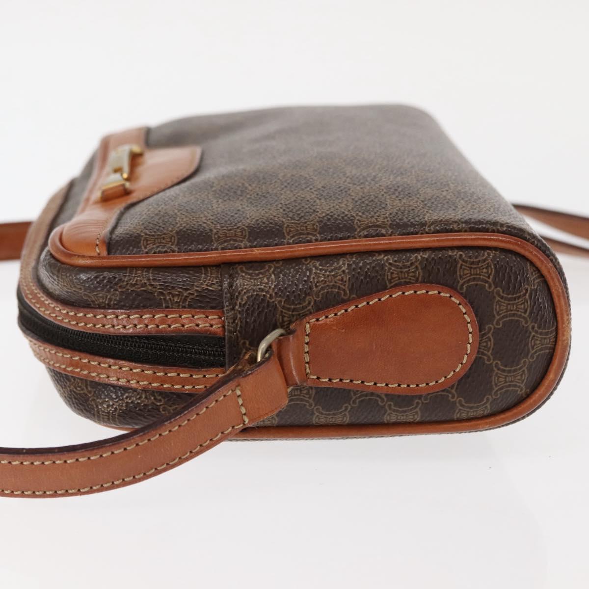 CELINE Macadam Canvas Shoulder Bag PVC Leather Brown Auth ki6072