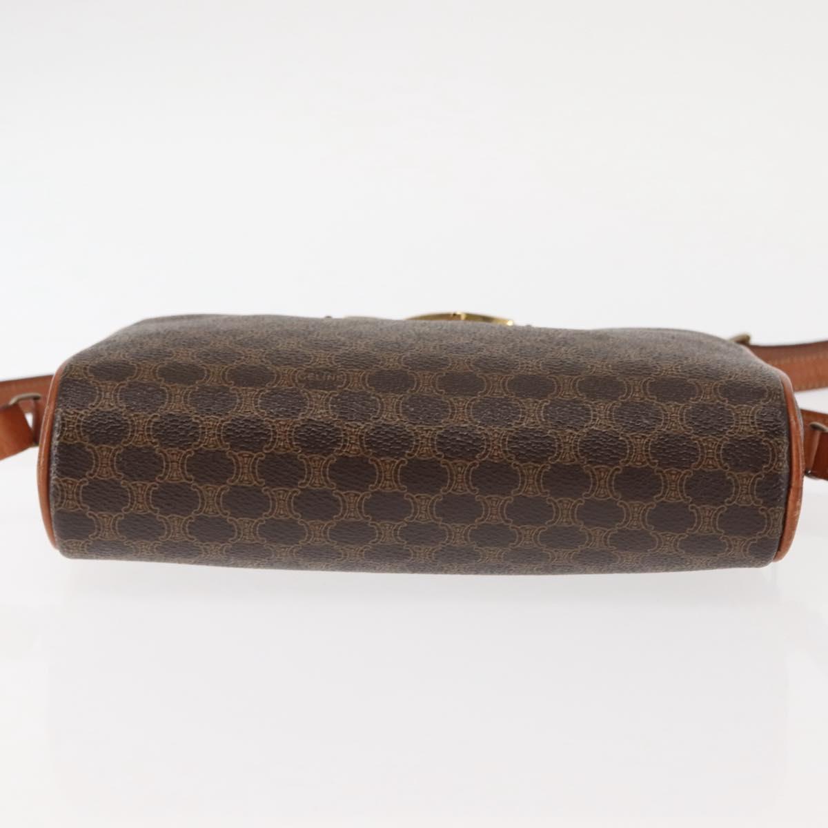 CELINE Macadam Canvas Shoulder Bag PVC Leather Brown Auth ki6072