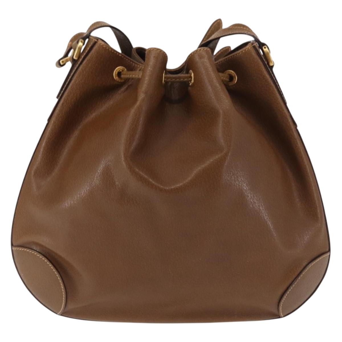 GUCCI Shoulder Bag Leather Brown Auth ki6074