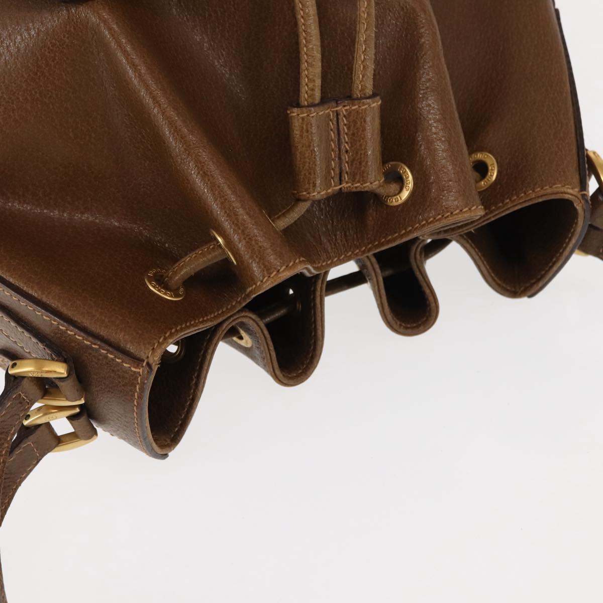 GUCCI Shoulder Bag Leather Brown Auth ki6074