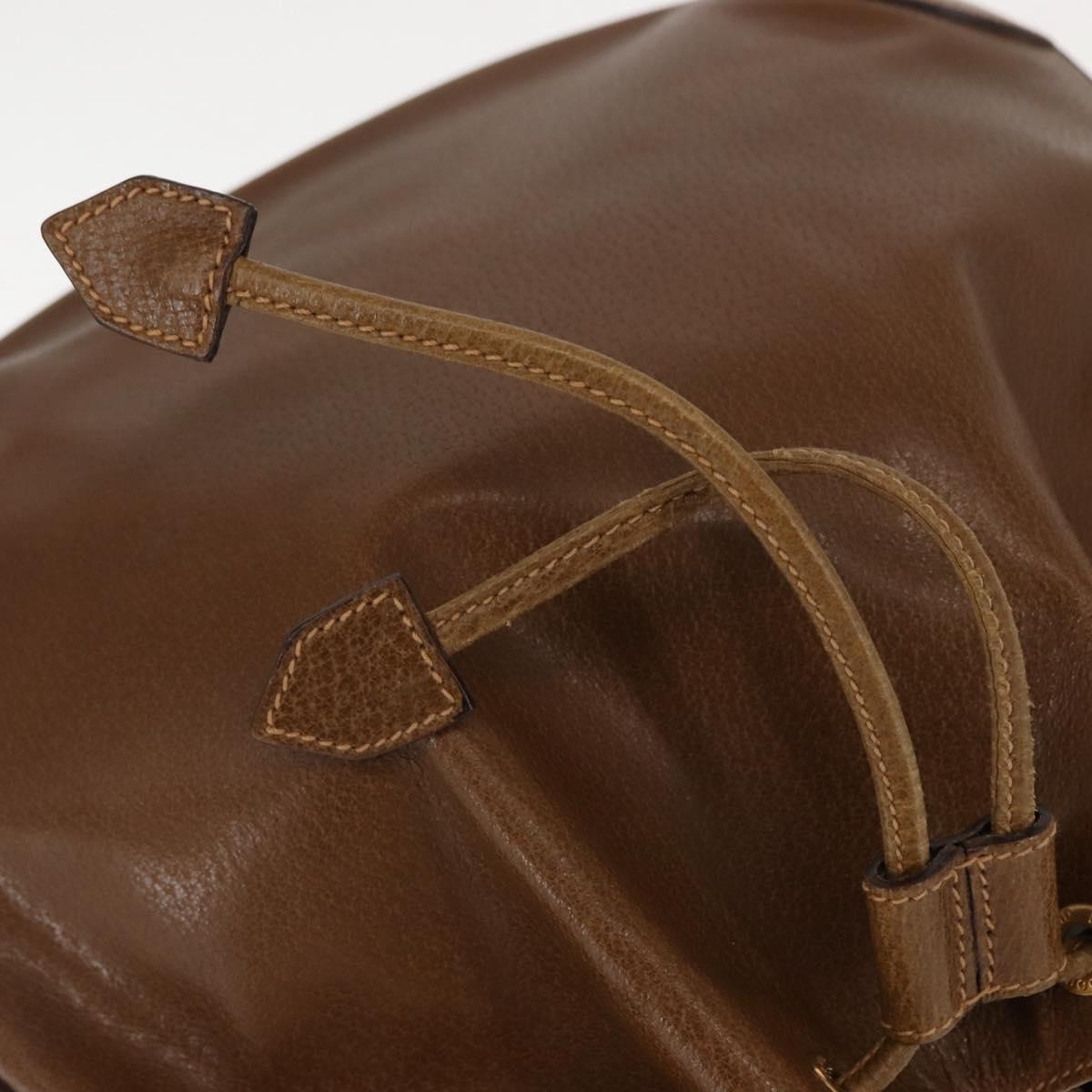 GUCCI Shoulder Bag Leather Brown Auth ki6074
