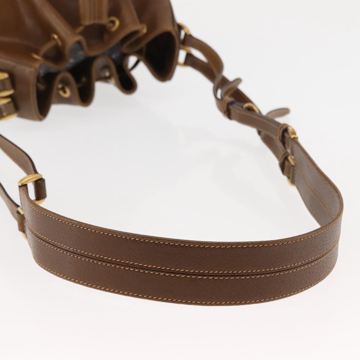 GUCCI Shoulder Bag Leather Brown Auth ki6074