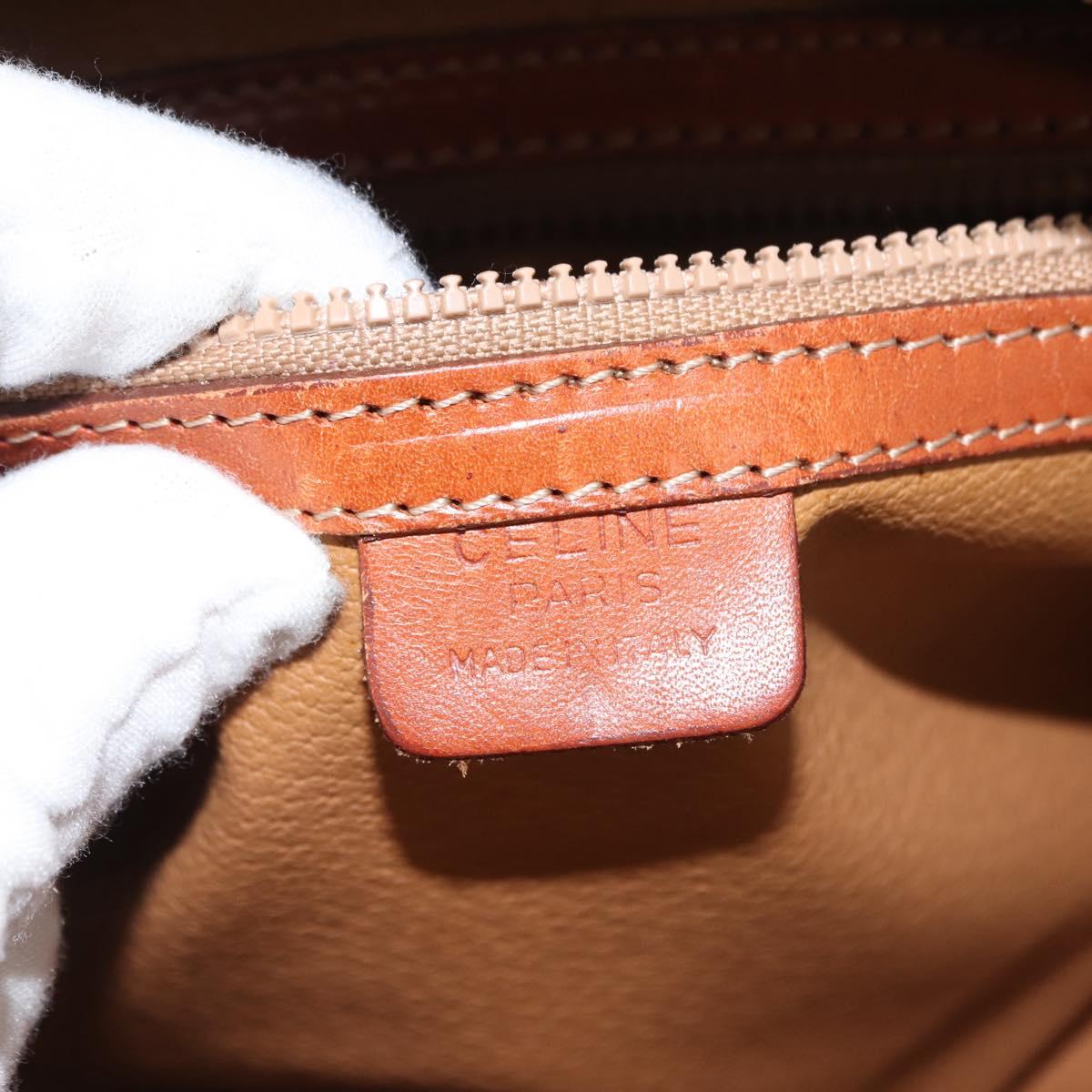 CELINE Macadam Canvas Hand Bag PVC Leather Brown Auth ki6075